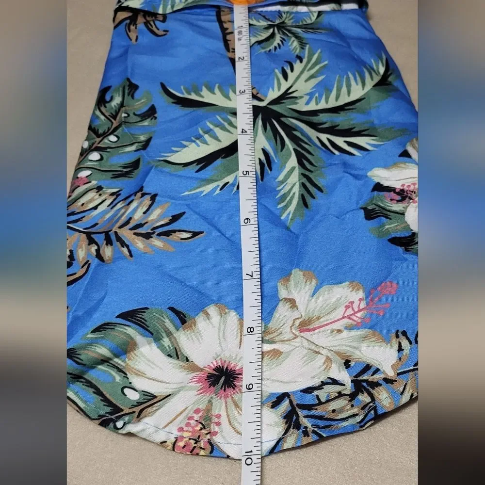 Pet NWOT Light Blue Floral Print Lightweight Hawaiian Style Shirt Size Medium
